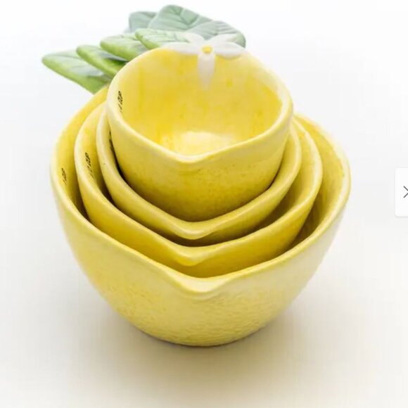 NWT TEN STRAWBERRY STREET 4pk Dolomite Lemon Measuring Cups - Picture 1 of 14